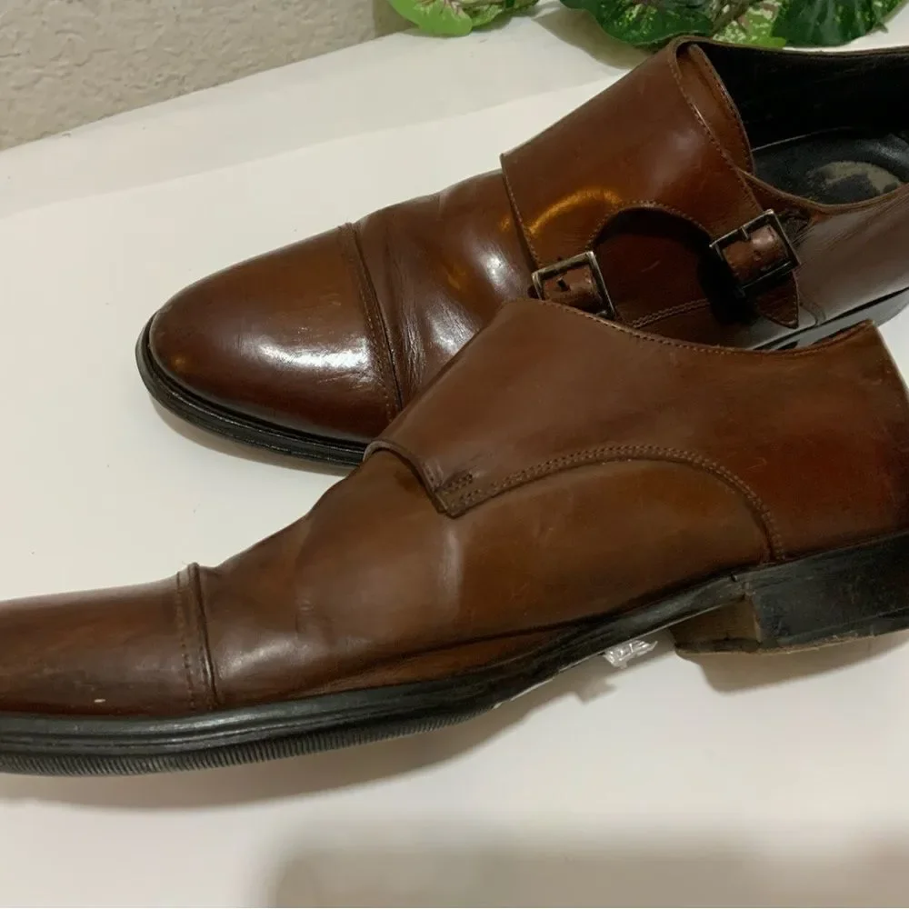 To Boot New York Men’s 8 brown leather double monk strap cap-toe dress shoes